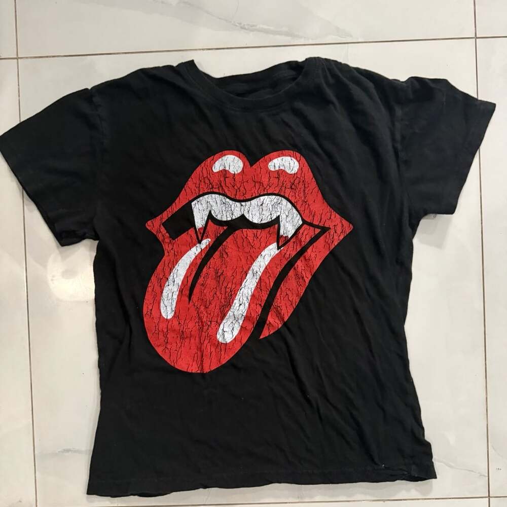 The Rolling Stones Women's Black Vampire Lips T-Shirt Tee Shirt Top